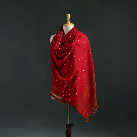 Kutch bandhani tie-dye handwoven merino wool shawl 13