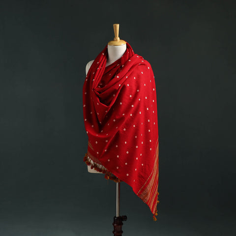 Kutch bandhani tie-dye handwoven merino wool shawl 14