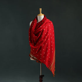 Kutch bandhani tie-dye handwoven merino wool shawl 14