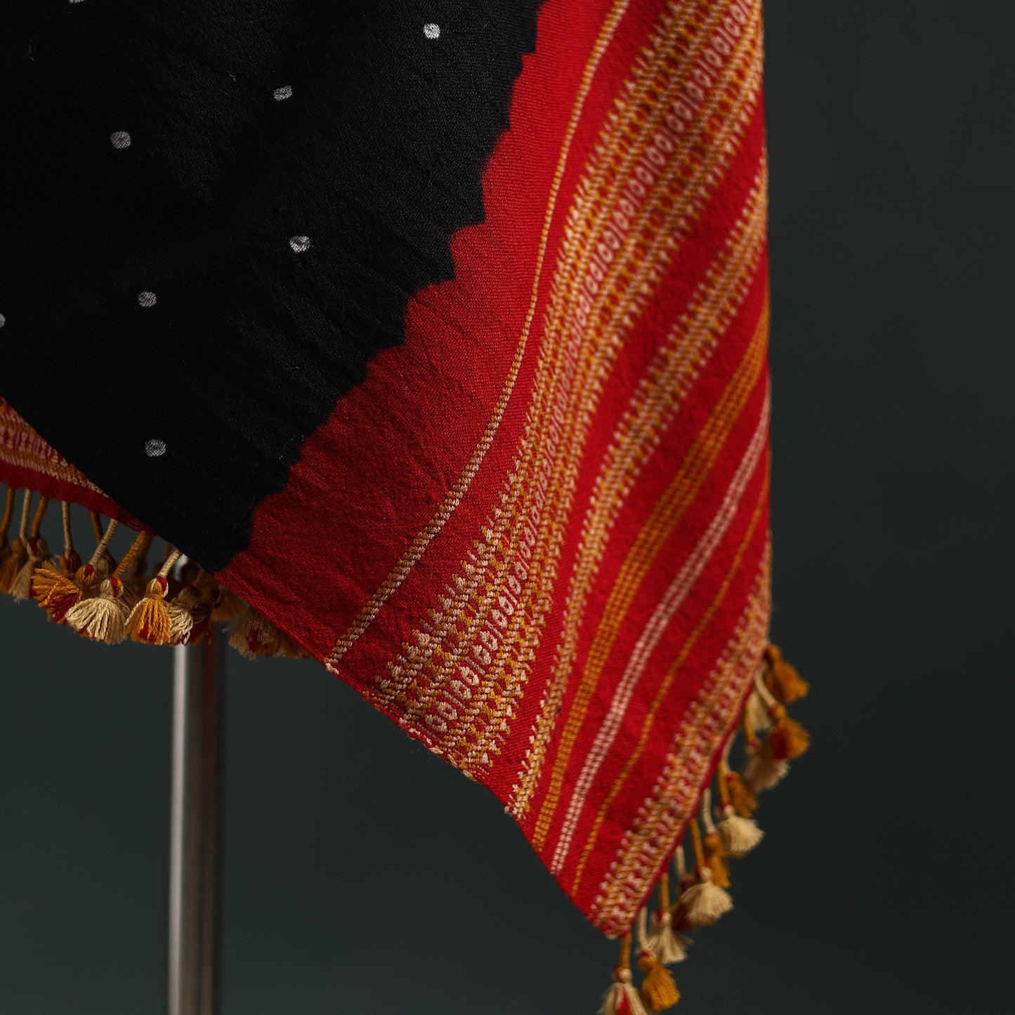 Kutch bandhani tie-dye handwoven merino wool shawl 16