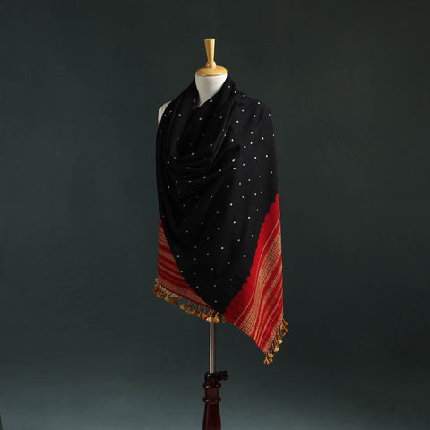 Kutch bandhani tie-dye handwoven merino wool shawl 16