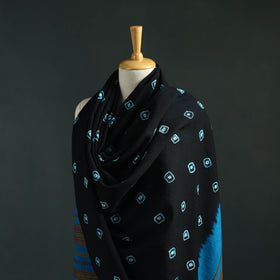 Kutch bandhani tie-dye handwoven merino wool shawl 17