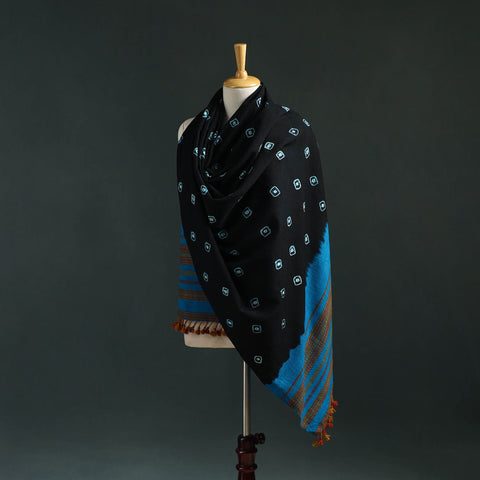Kutch bandhani tie-dye handwoven merino wool shawl 17