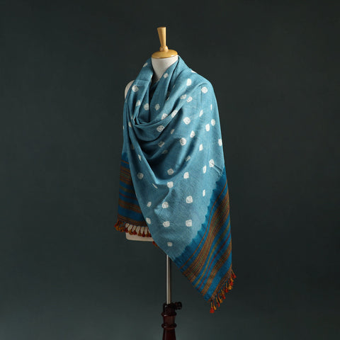 Kutch bandhani tie-dye handwoven merino wool shawl 19