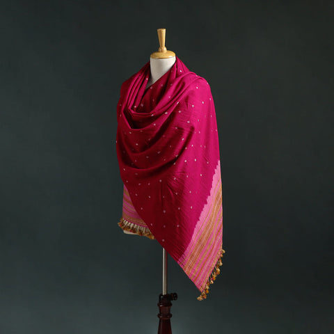 Kutch bandhani tie-dye handwoven merino wool shawl 21