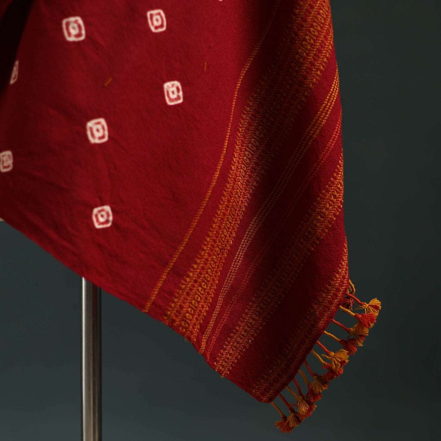 Kutch bandhani tie-dye handwoven merino wool shawl 23