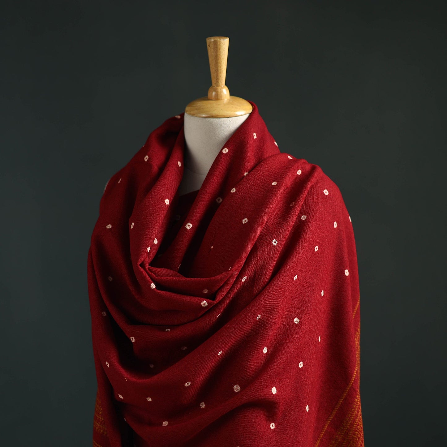 Kutch bandhani tie-dye handwoven merino wool shawl 24