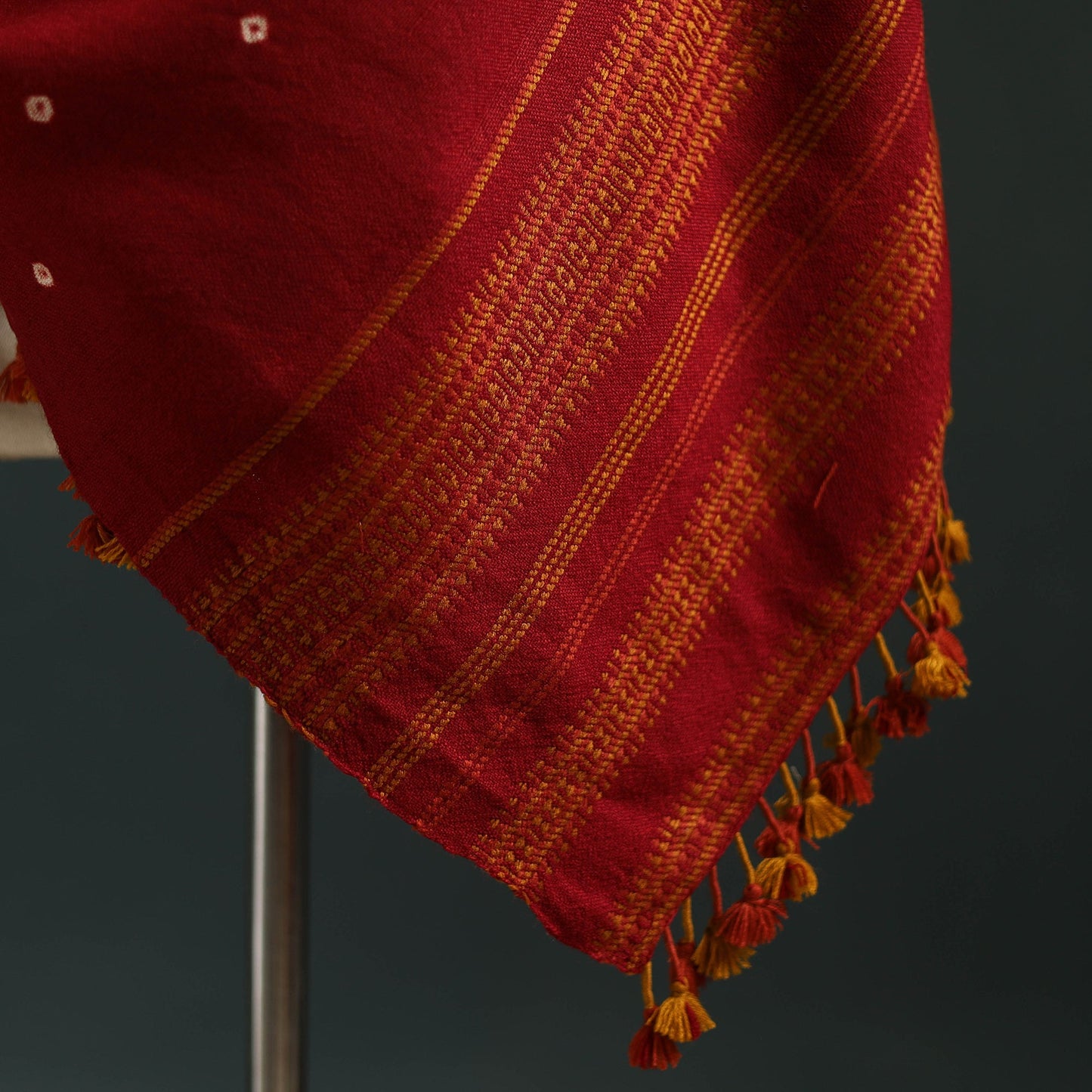 Kutch bandhani tie-dye handwoven merino wool shawl 24