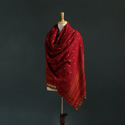 Kutch bandhani tie-dye handwoven merino wool shawl 24