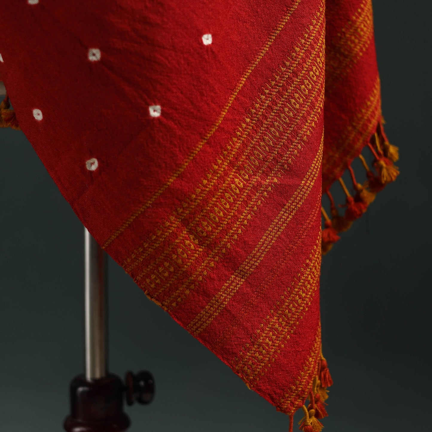 Kutch bandhani tie-dye handwoven merino wool shawl 25