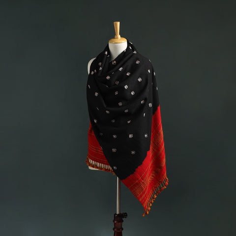 Kutch bandhani tie-dye handwoven merino wool shawl 26