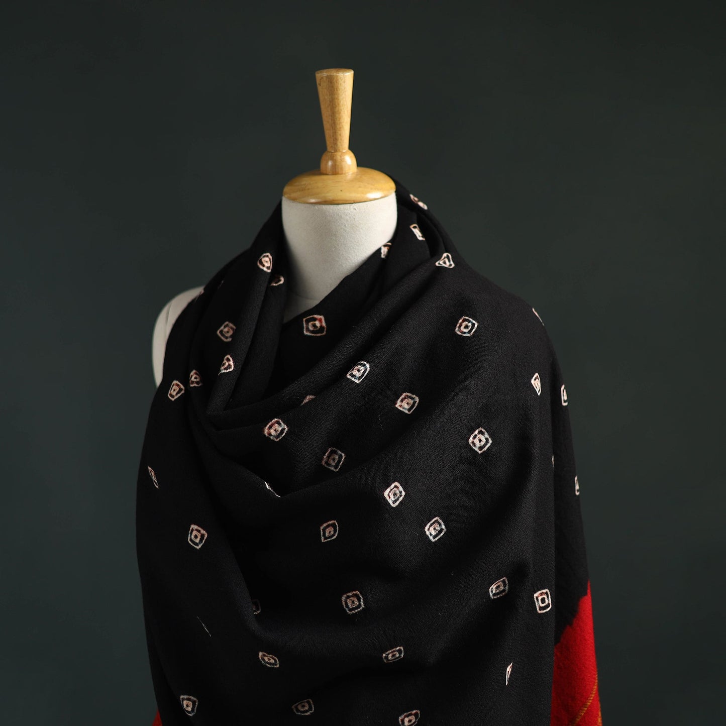 Kutch bandhani tie-dye handwoven merino wool shawl 26