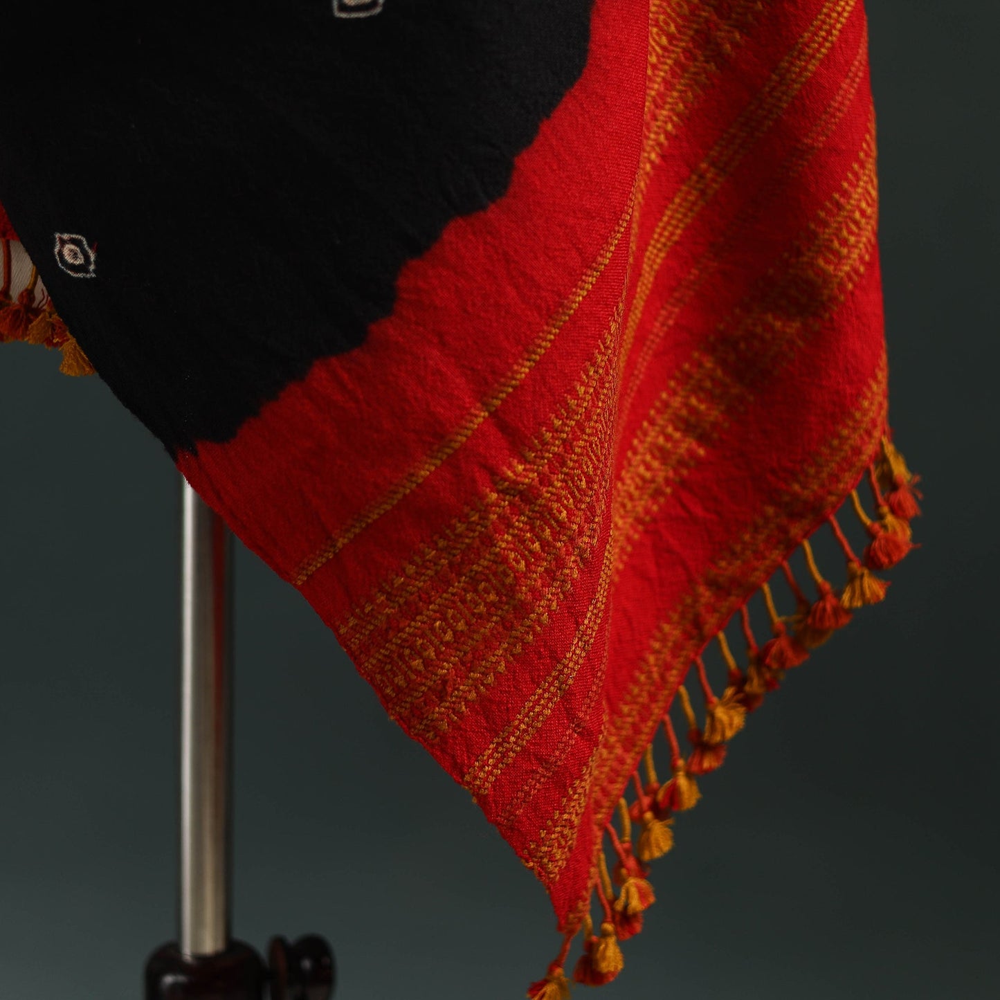 Kutch bandhani tie-dye handwoven merino wool shawl 26