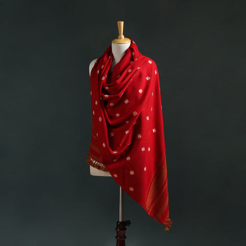 Kutch bandhani tie-dye handwoven merino wool shawl 27