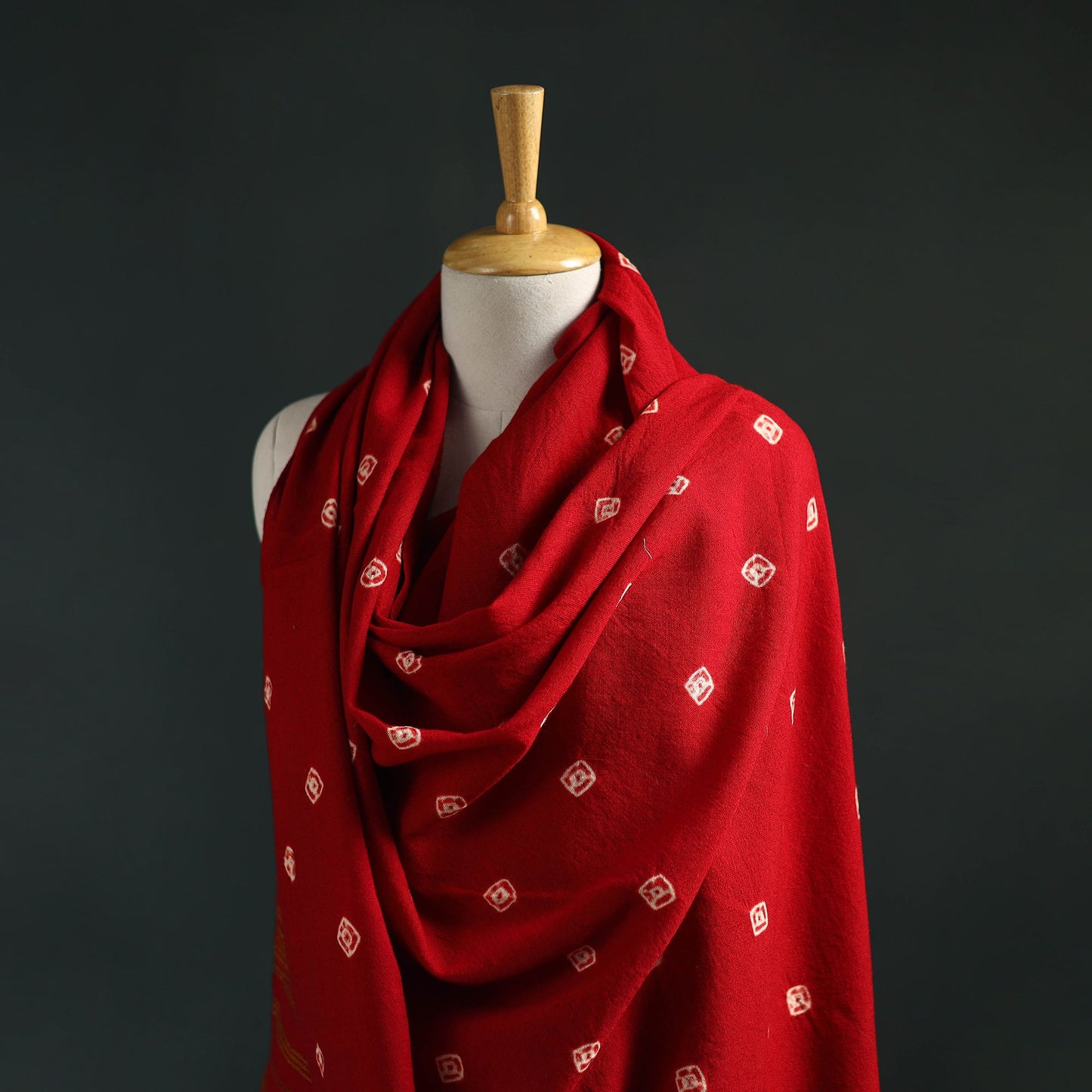 Kutch bandhani tie-dye handwoven merino wool shawl 27