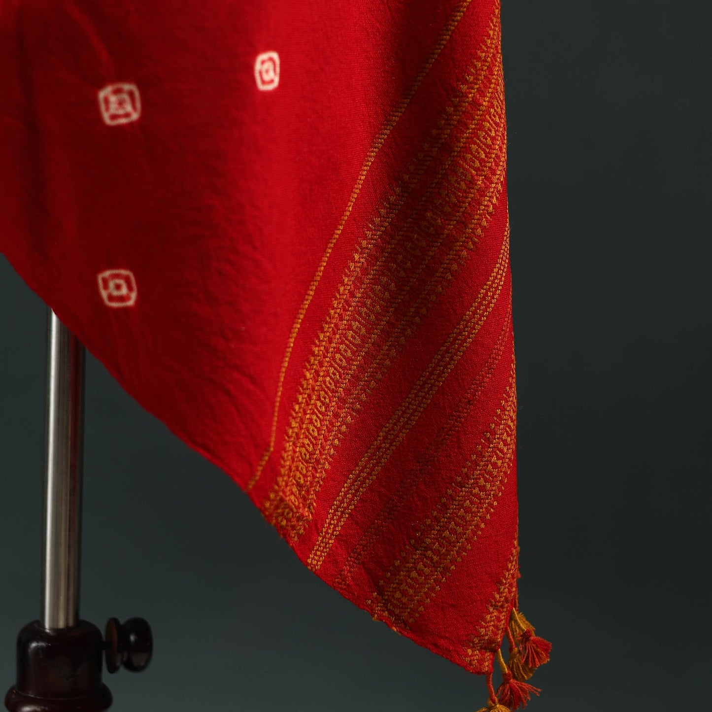 Kutch bandhani tie-dye handwoven merino wool shawl 27