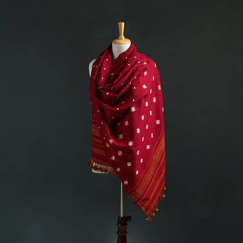 Kutch bandhani tie-dye handwoven merino wool shawl 30