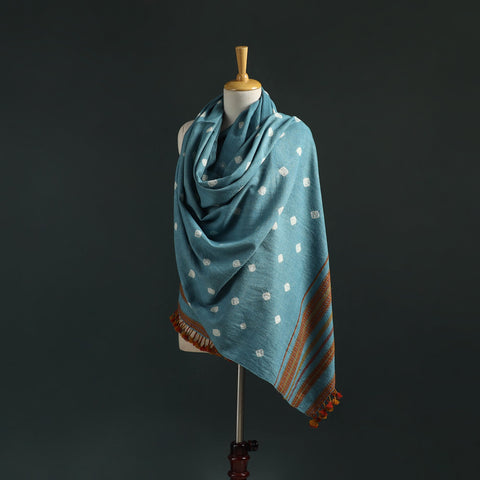 Kutch bandhani tie-dye handwoven merino wool shawl 31