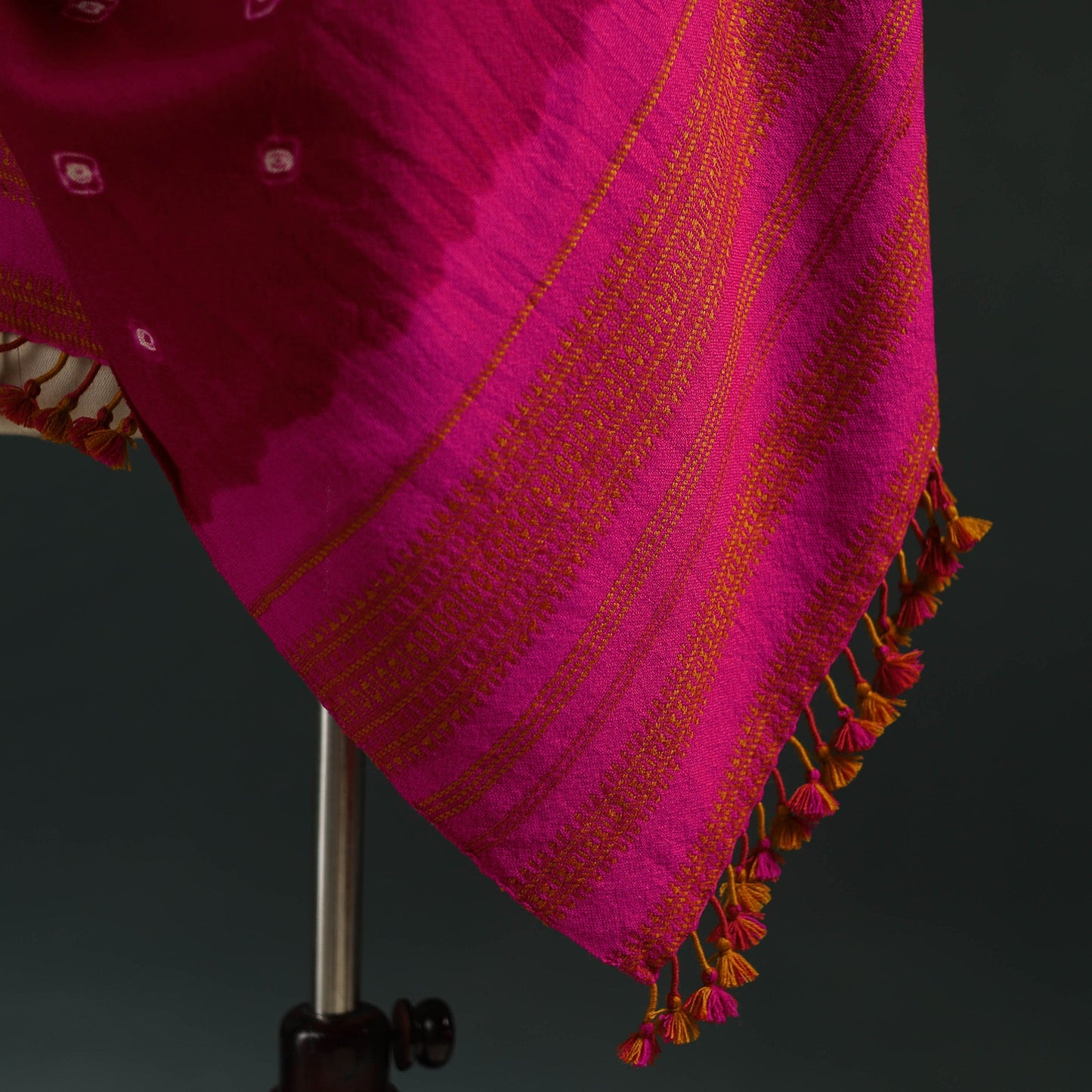 Kutch bandhani tie-dye handwoven merino wool shawl 33