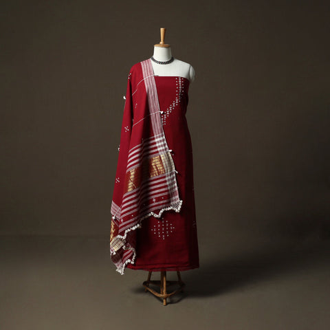 Kutch bhujodi handloom kala cotton 3pc unstitched dress