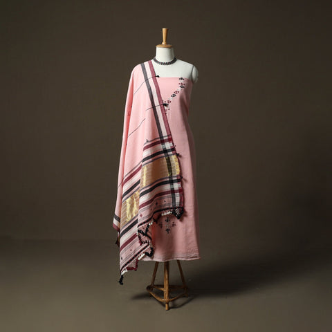 Kutch bhujodi handloom kala cotton 3pc unstitched dress