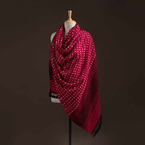 Kutch bhujodi handwoven merino wool bandhani tie-dye shawl