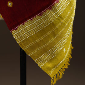 Kutch bhujodi handwoven merino wool bandhani tie-dye shawl