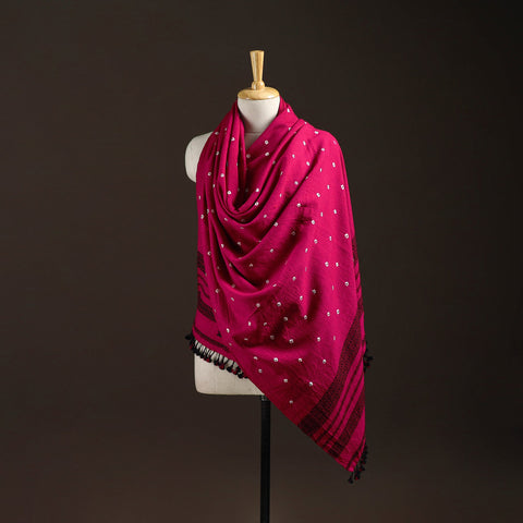 Kutch bhujodi handwoven merino wool bandhani tie-dye shawl