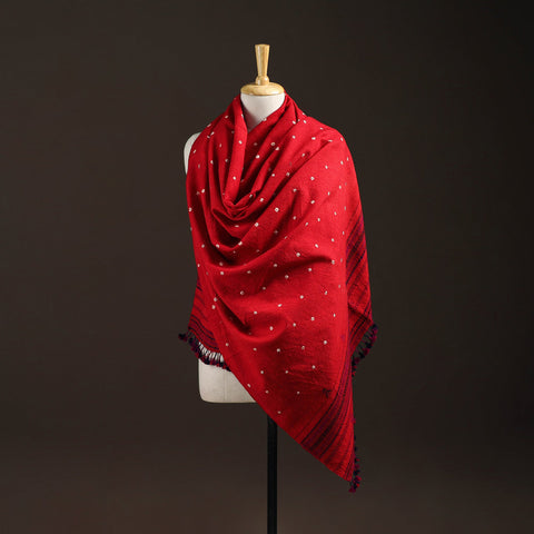 Kutch bhujodi handwoven merino wool bandhani tie-dye shawl