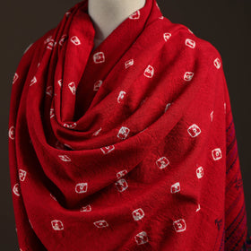 Kutch bhujodi handwoven merino wool bandhani tie-dye shawl