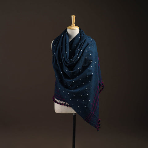Kutch bhujodi handwoven merino wool bandhani tie-dye shawl