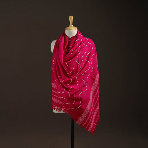 Kutch bhujodi handwoven merino wool bandhani tie-dye shawl