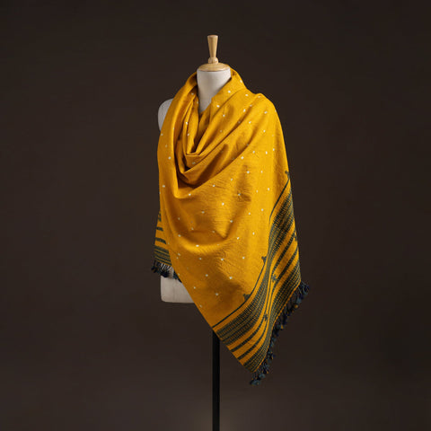 Kutch bhujodi handwoven merino wool bandhani tie-dye shawl