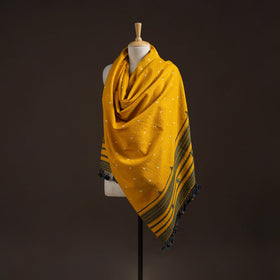 Kutch bhujodi handwoven merino wool bandhani tie-dye shawl