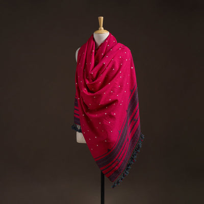 Kutch bhujodi handwoven merino wool bandhani tie-dye shawl