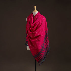 Kutch bhujodi handwoven merino wool bandhani tie-dye shawl