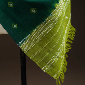 Kutch bhujodi handwoven merino wool bandhani tie-dye shawl
