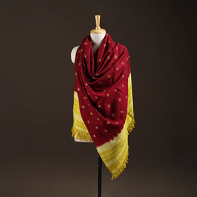 Kutch bhujodi handwoven merino wool bandhani tie-dye shawl