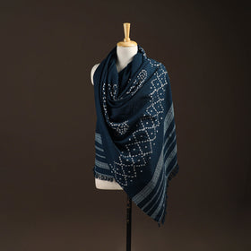 Kutch bhujodi handwoven merino wool bandhani tie-dye shawl