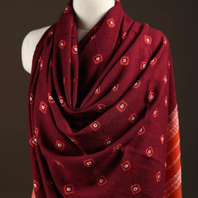 Kutch bhujodi handwoven merino wool bandhani tie-dye shawl