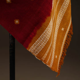 Kutch bhujodi handwoven merino wool bandhani tie-dye shawl