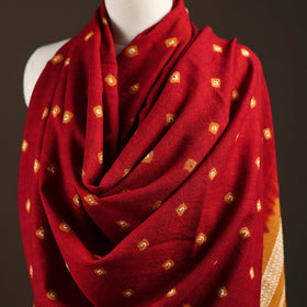 Kutch bhujodi handwoven merino wool bandhani tie-dye shawl