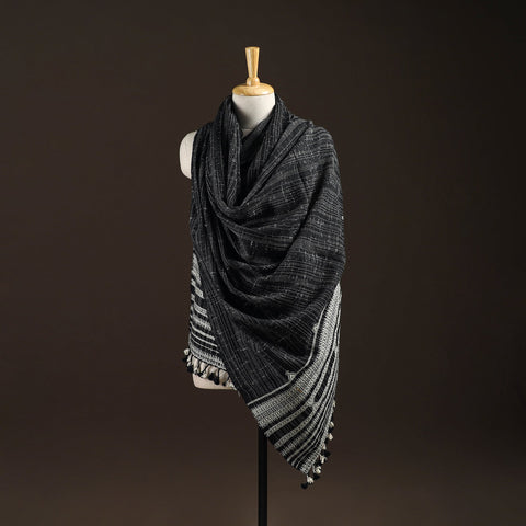 Kutch bhujodi handwoven merino wool shawl 107 - handcrafted