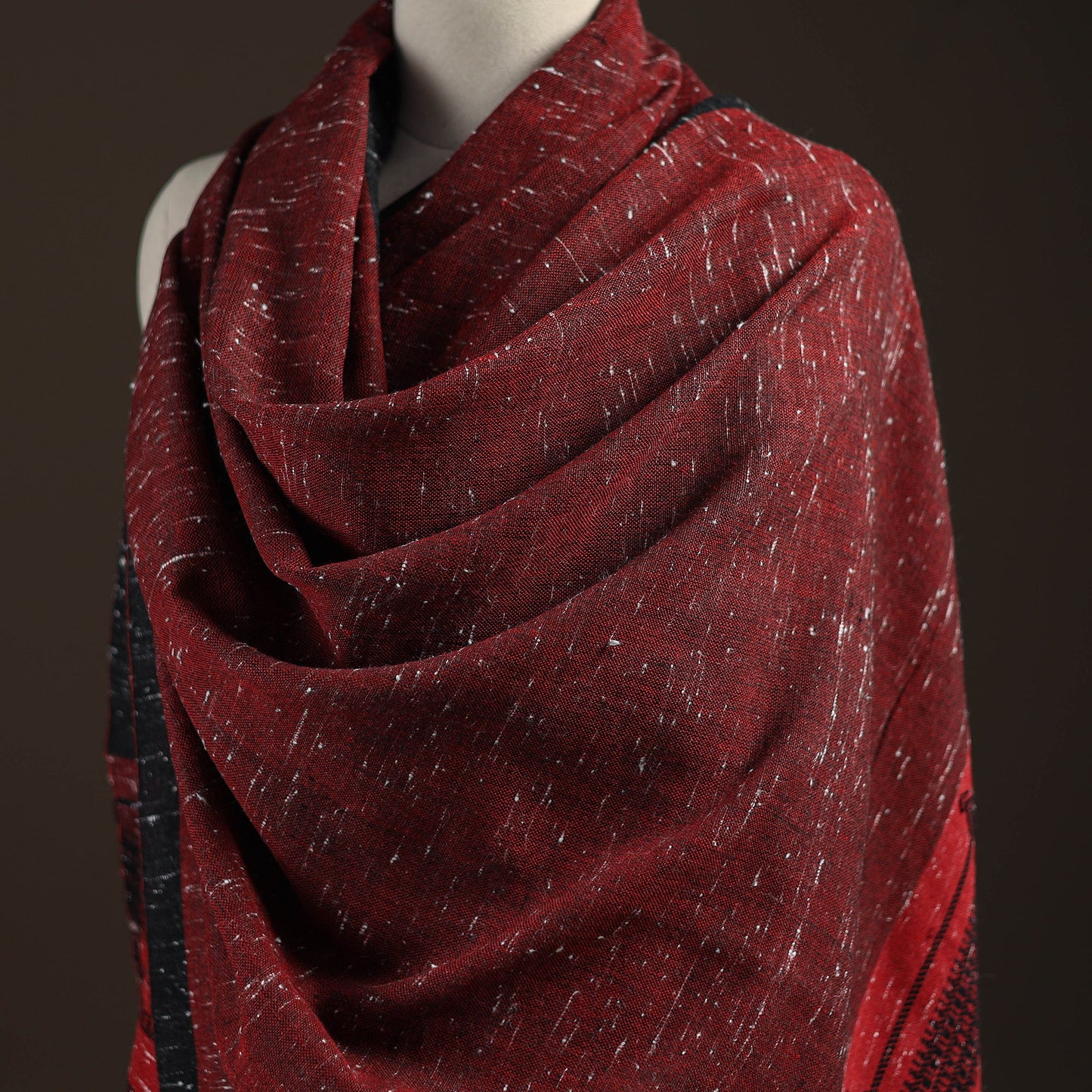 Kutch bhujodi handwoven merino wool shawl 152 - handcrafted