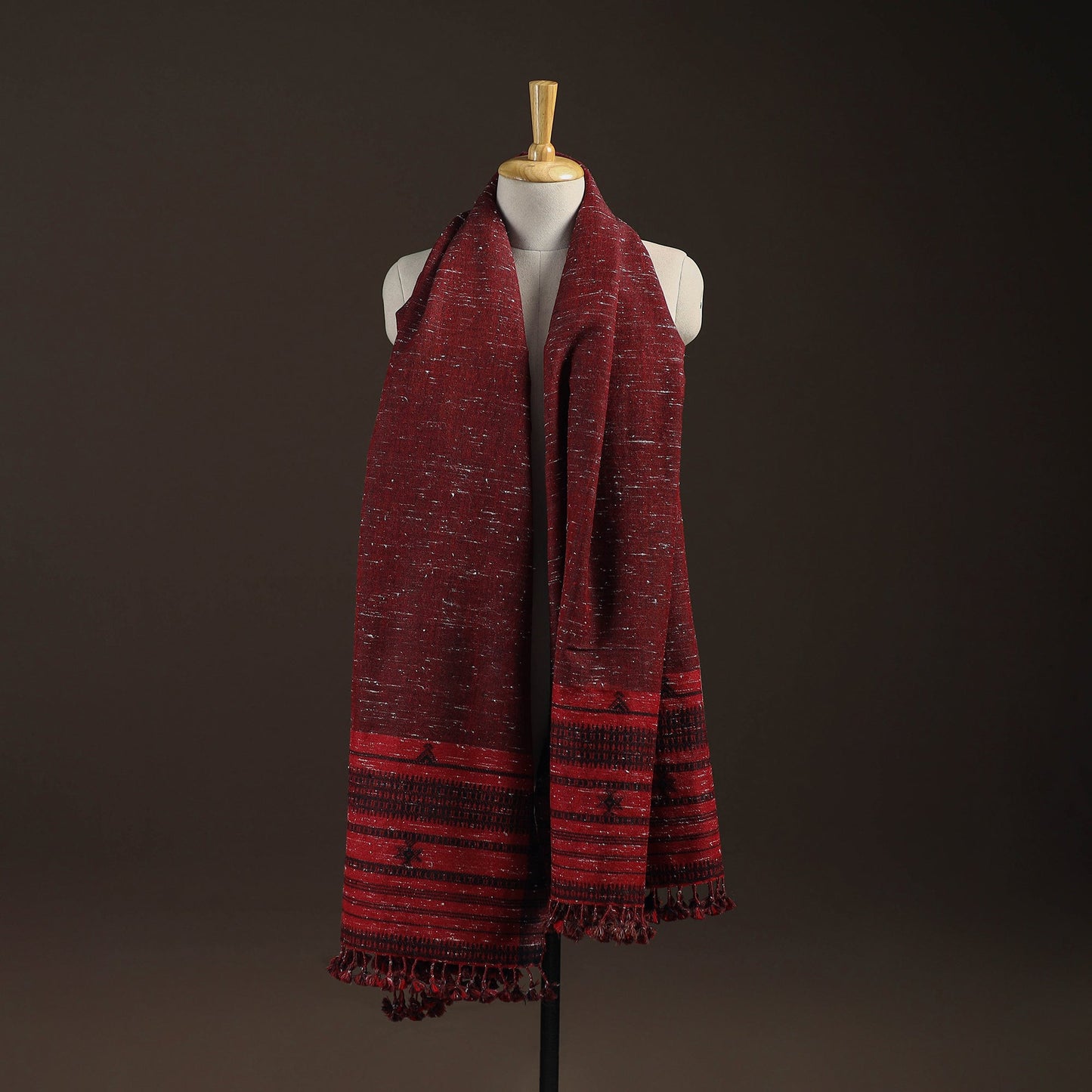 Kutch bhujodi handwoven merino wool shawl 152 - handcrafted