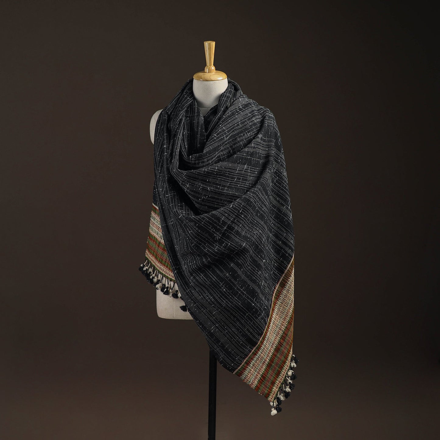 Kutch bhujodi handwoven merino wool shawl 153 - handcrafted