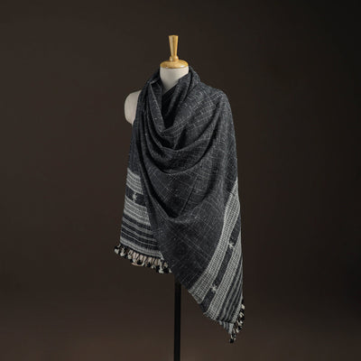 Kutch bhujodi handwoven merino wool shawl 154 - handcrafted