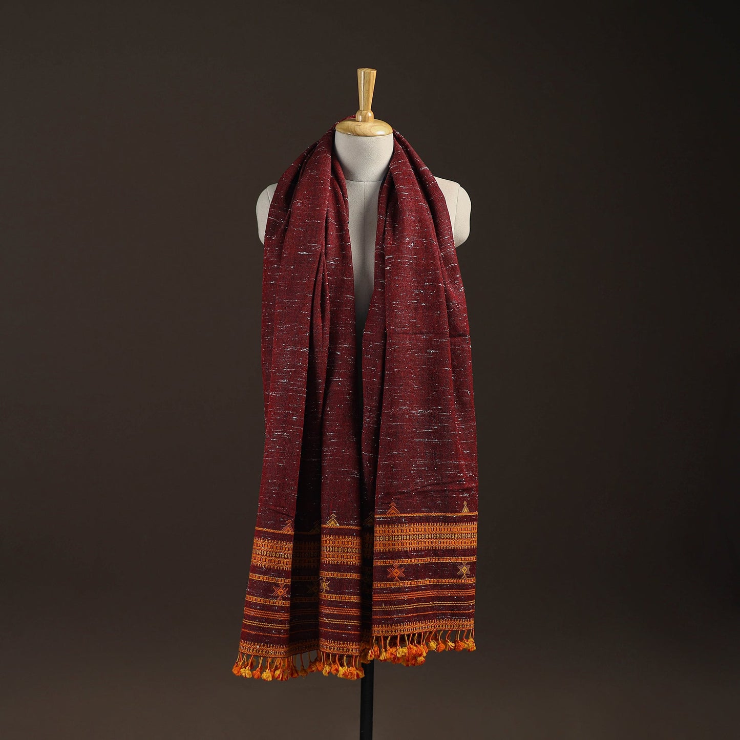 Kutch bhujodi handwoven merino wool shawl 155 - handcrafted