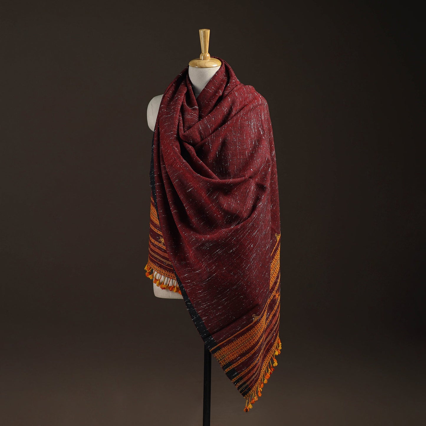 Kutch bhujodi handwoven merino wool shawl 155 - handcrafted