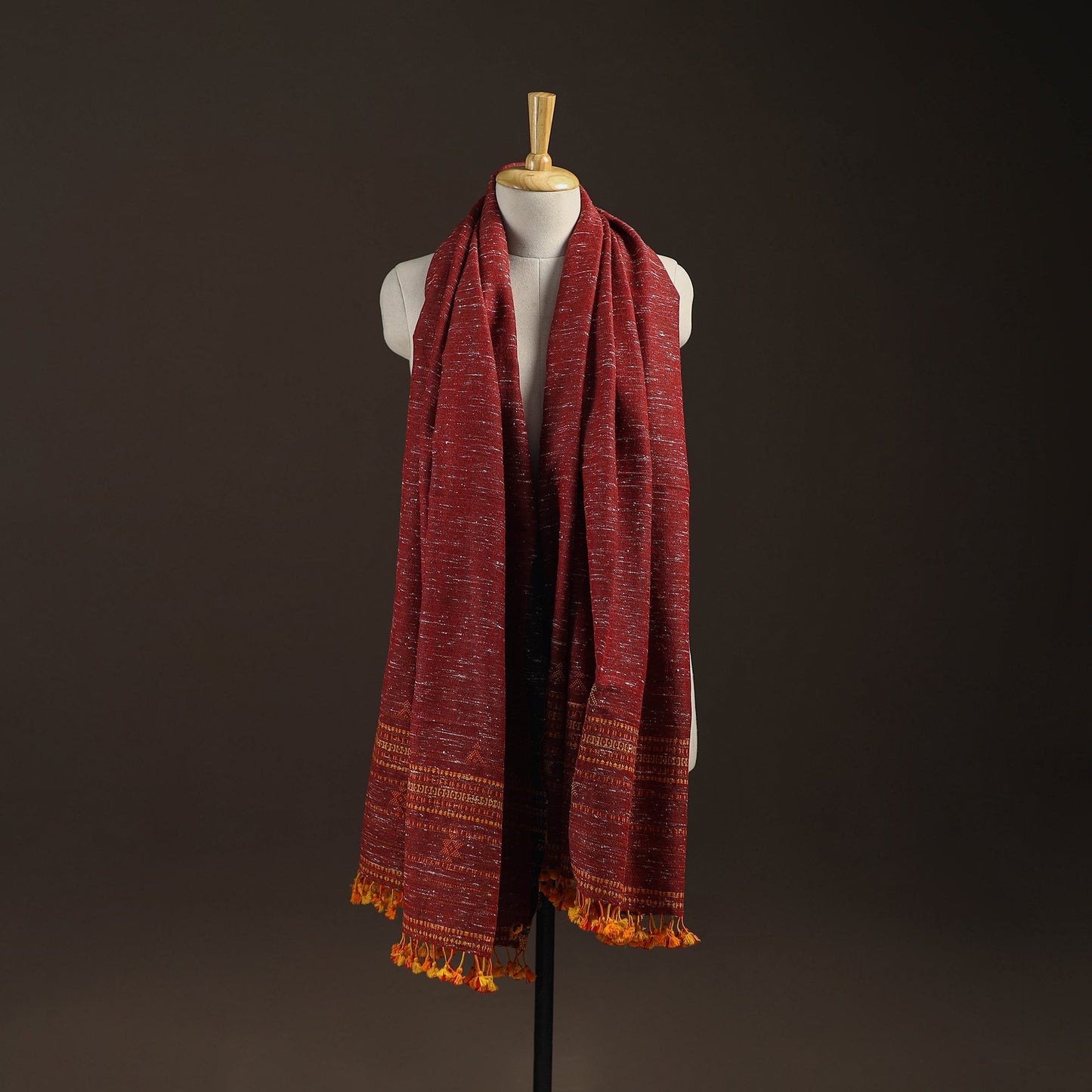 Kutch bhujodi handwoven merino wool shawl 158 - handcrafted